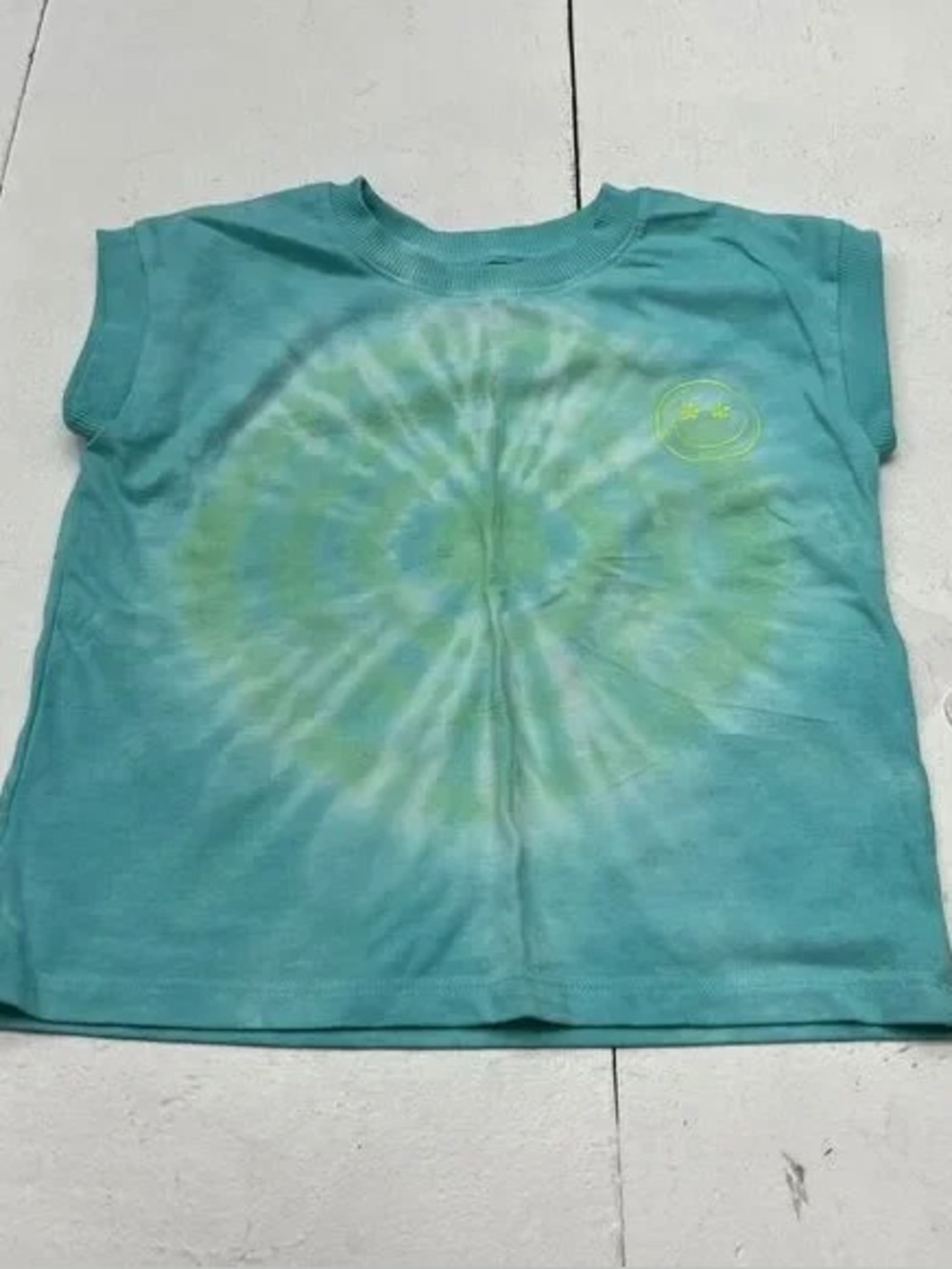 Girls Cat & Jack Teal Tie-Dye Short Sleeve Tee EUC